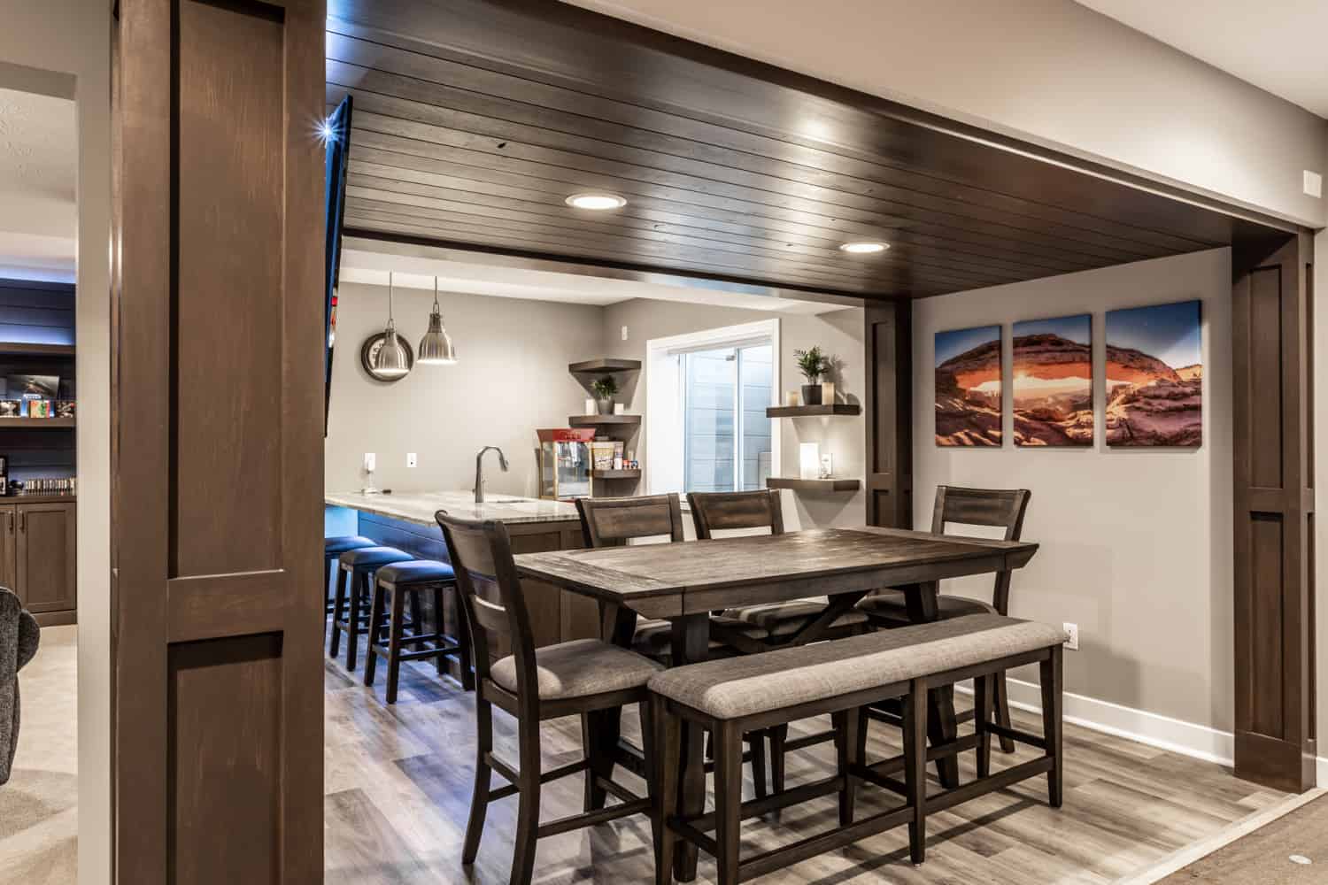 Nicholas Design Build | A home with a dining room and bar area.